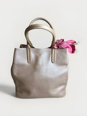 Furla Light Pink Blush Hand Bag Metallic Like Classy Minimalist Style Purse